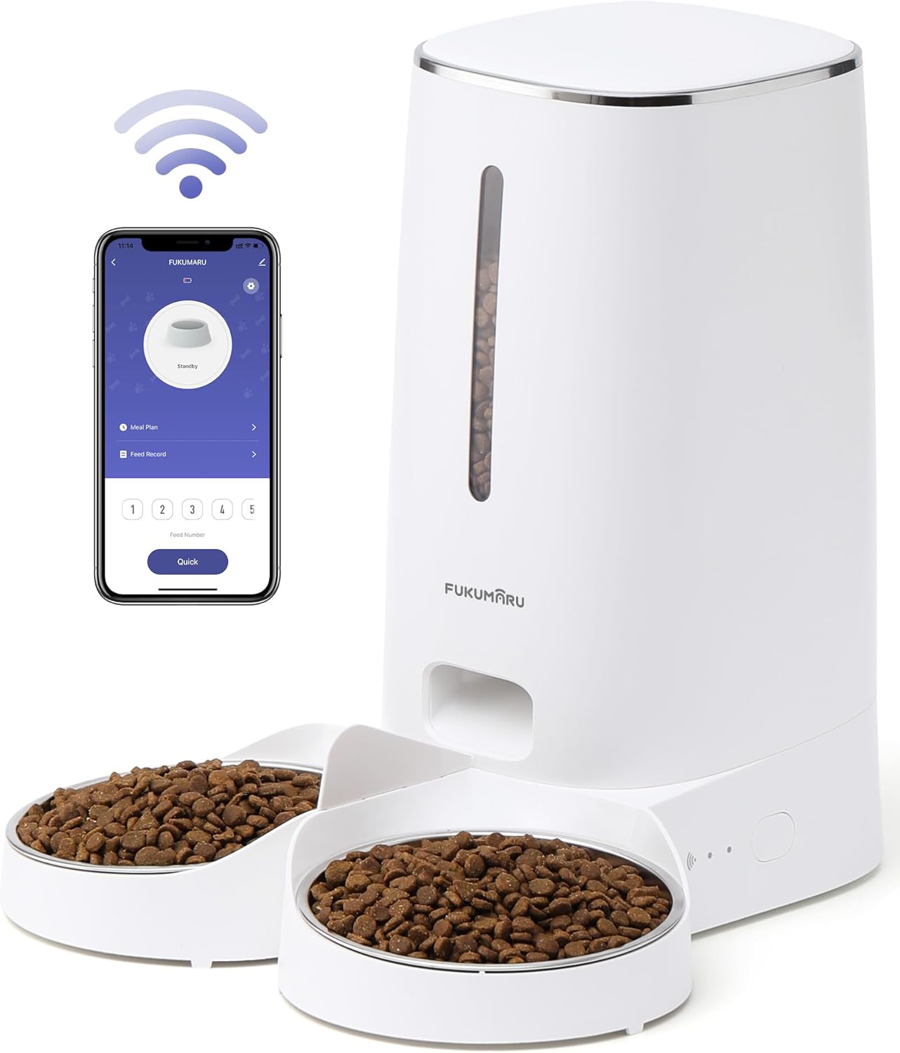 Comedouro Automático com Taças Duplas Brancas AF03