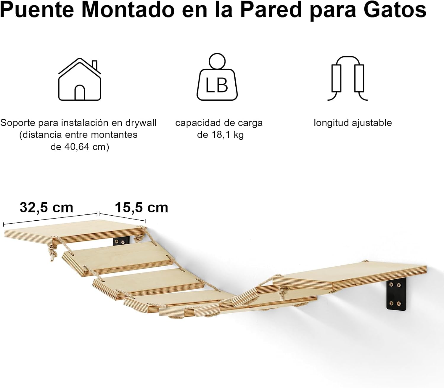 Ponte para gatos montada na parede