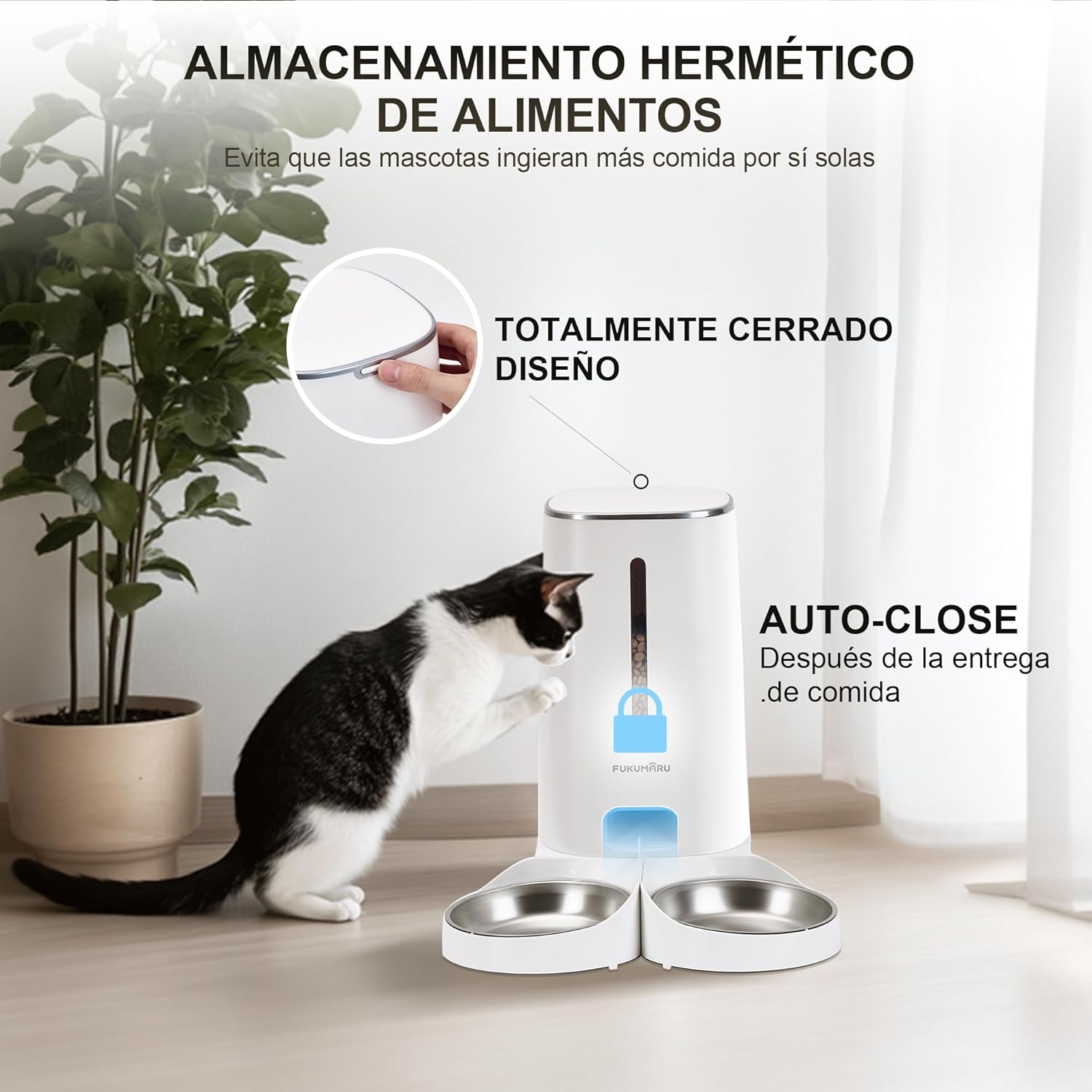 Comedouro Automático com Taças Duplas Brancas AF03