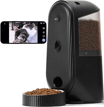 Comedouro Automático com Câmara, Áudio e Wi-Fi – Cor Preta