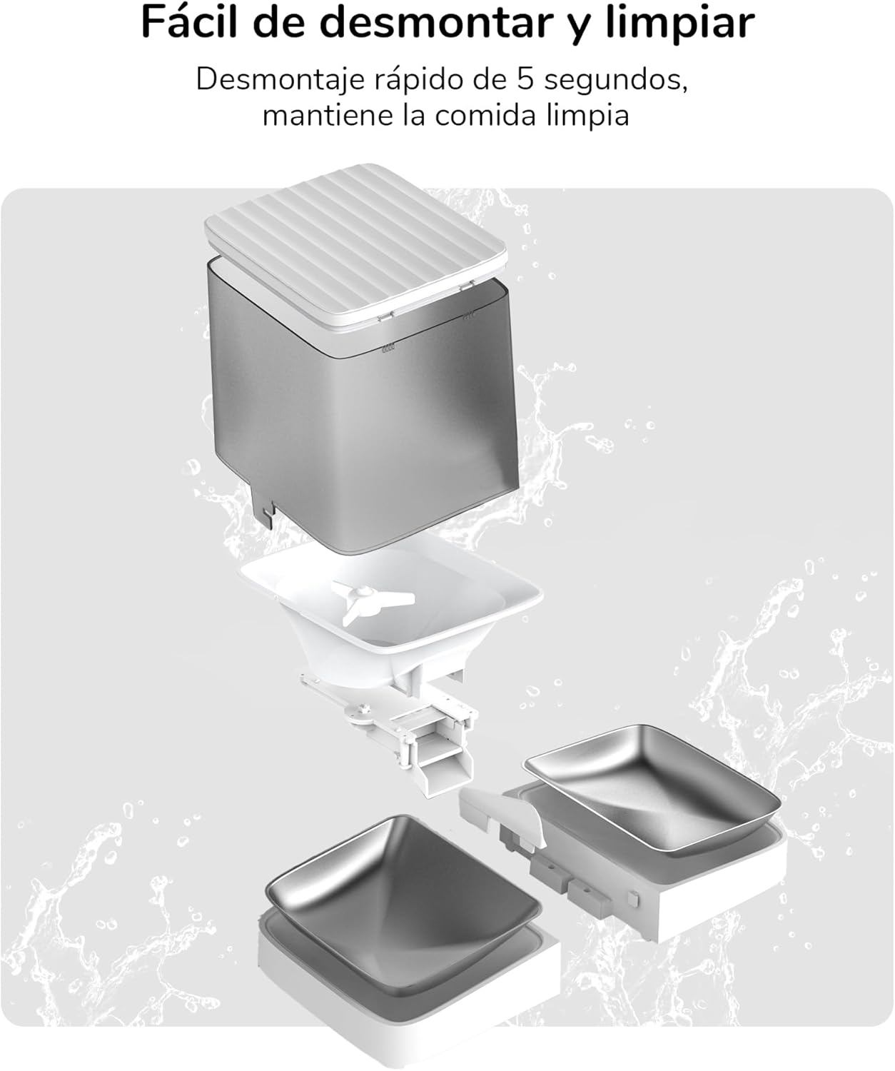Comedouro Automático com Taças Duplas Elevadas Brancas AF04