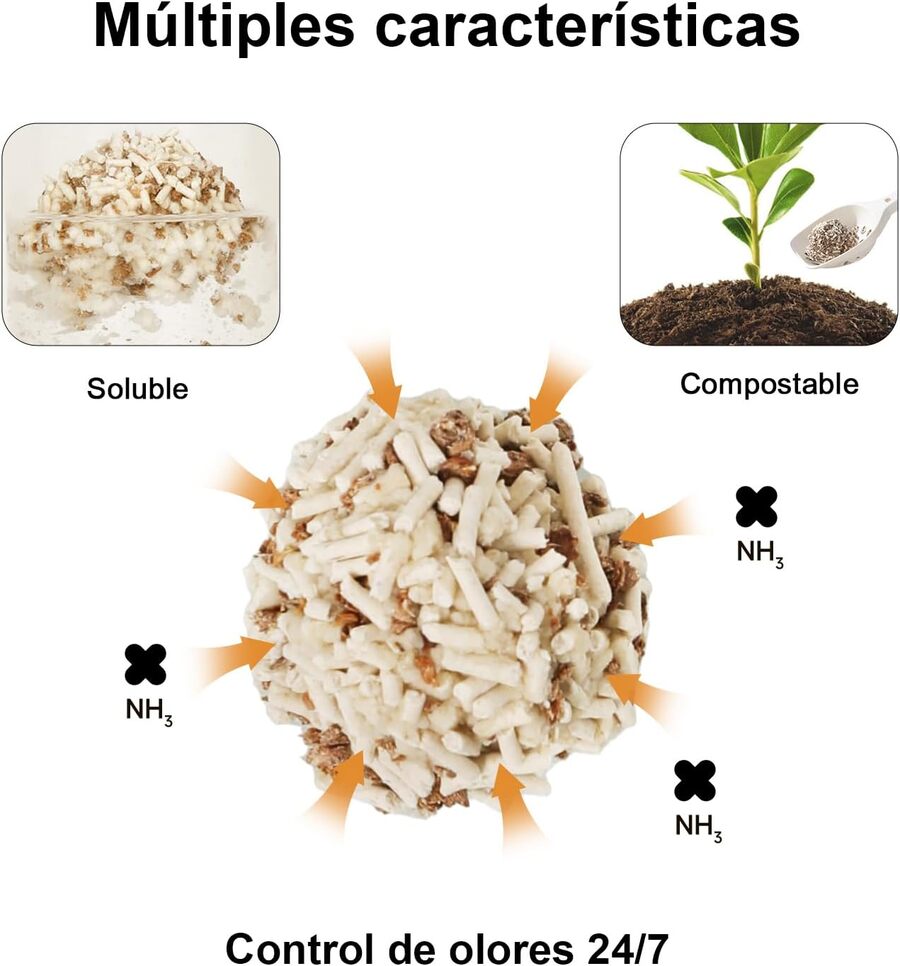 Areia de tofu para gatos Madeira de macieira