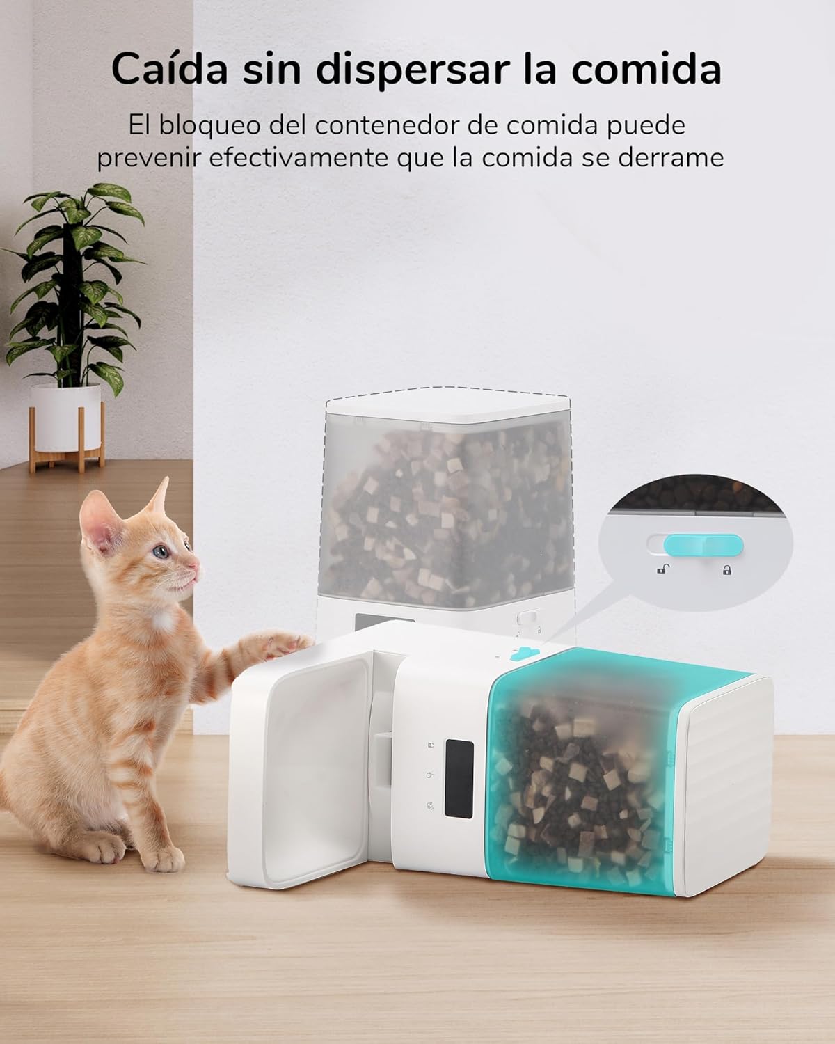 Comedouro Automático com Taças Duplas Elevadas Brancas AF04