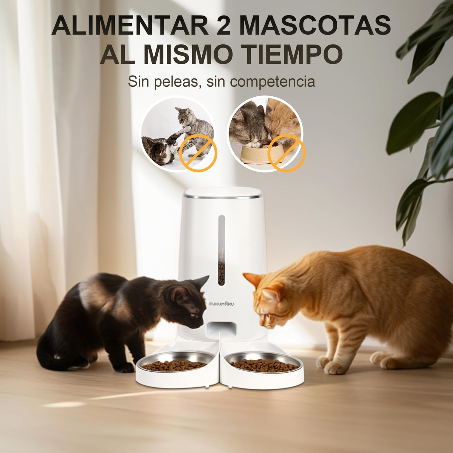 Comedouro Automático com Taças Duplas Brancas AF03