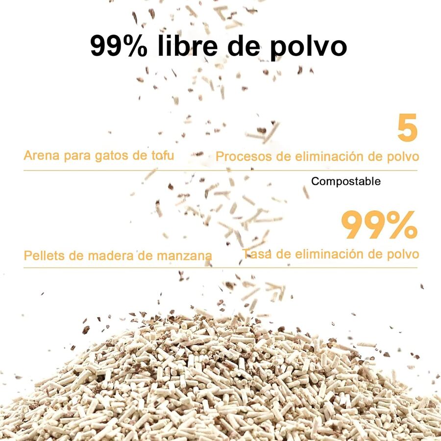 Areia de tofu para gatos Madeira de macieira
