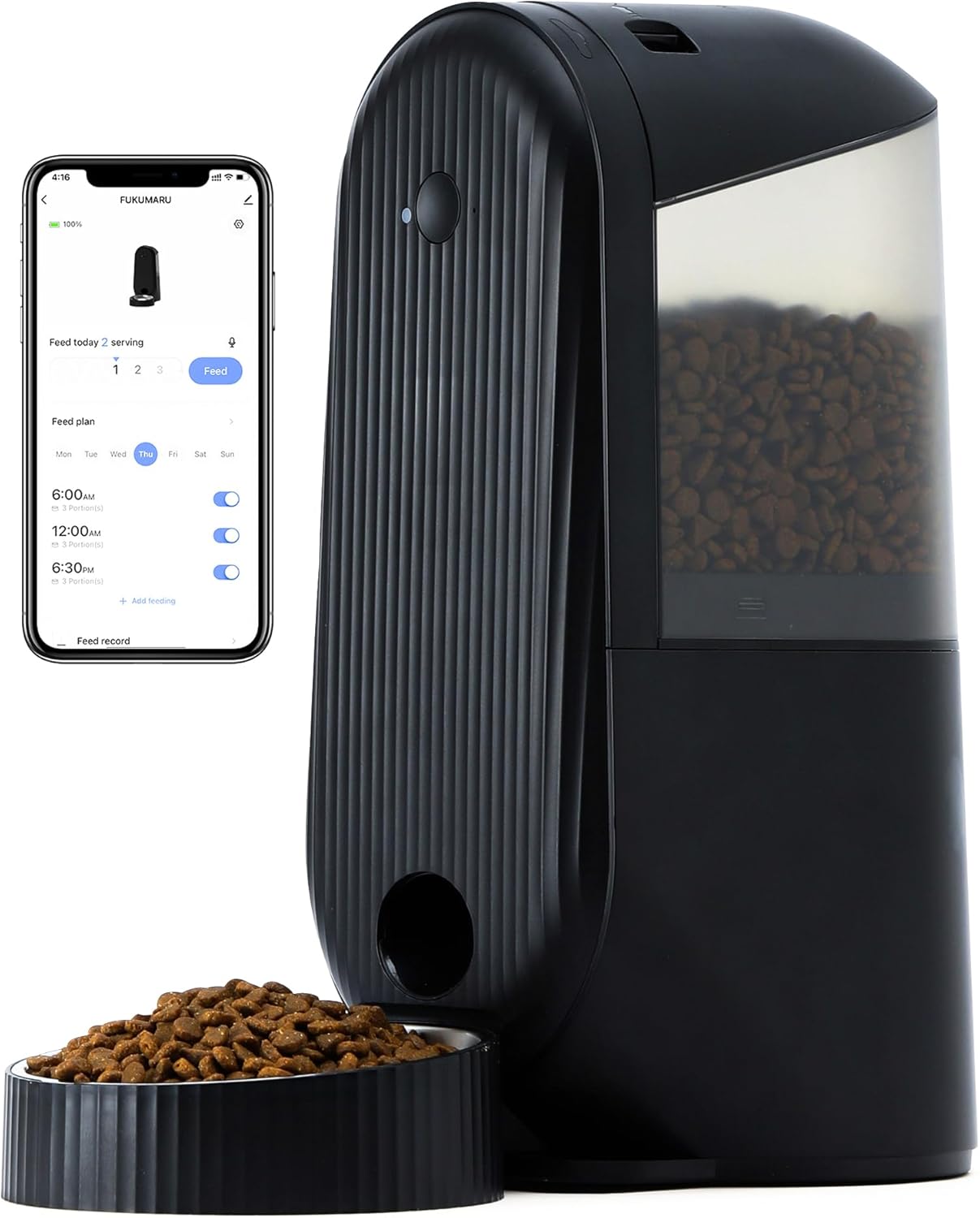 Comedouro Automático para Animais com Wi-Fi – Cor Preta