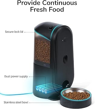 Comedouro Automático com Câmara, Áudio e Wi-Fi – Cor Preta