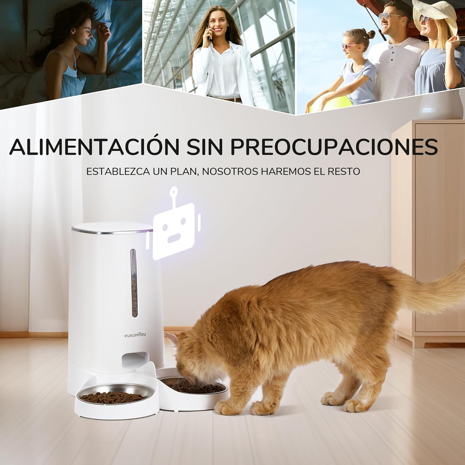 Comedouro Automático com Taças Duplas Brancas AF03